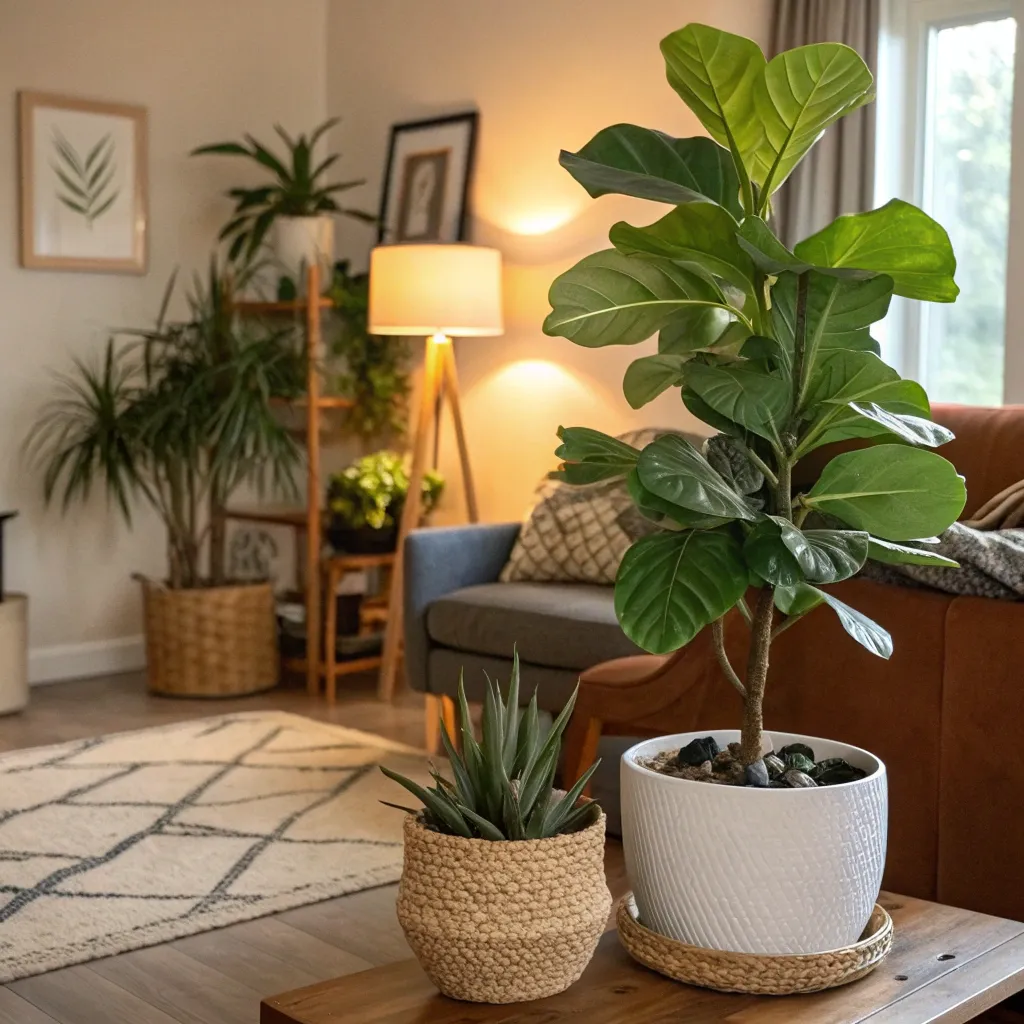 Serene plants in a cozy living room
